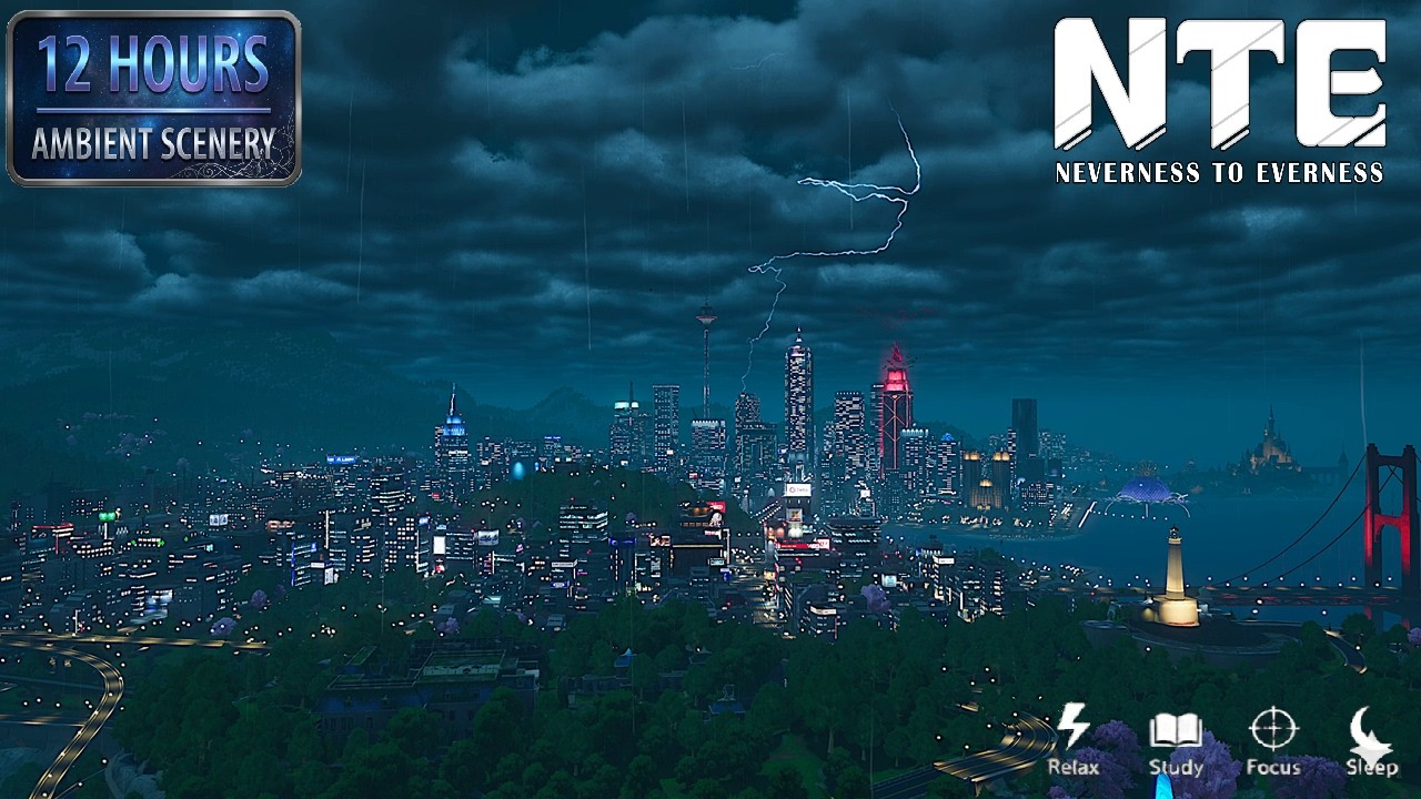 Futuristic City Skyline | Deep Sleep & Relax | 4K 60FPS (Neverness to Everest) — cozy ambience video thumbnail
